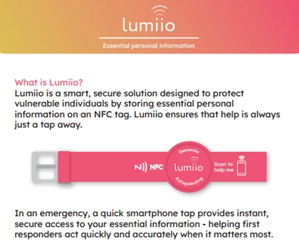 Lumiio emergency ID wristband